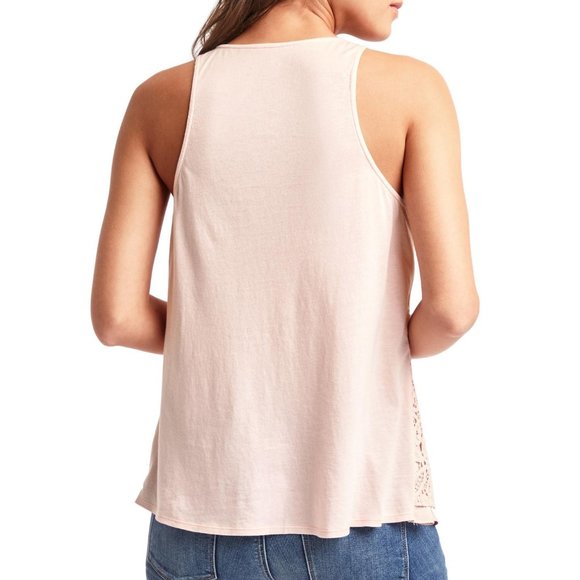 Gap Tank Top Pink Embroidery Lace Overlay NEW - Picture 3 of 7